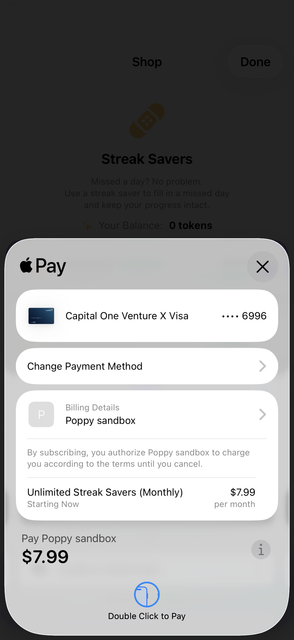 One-tap Apple Pay checkout confirmation