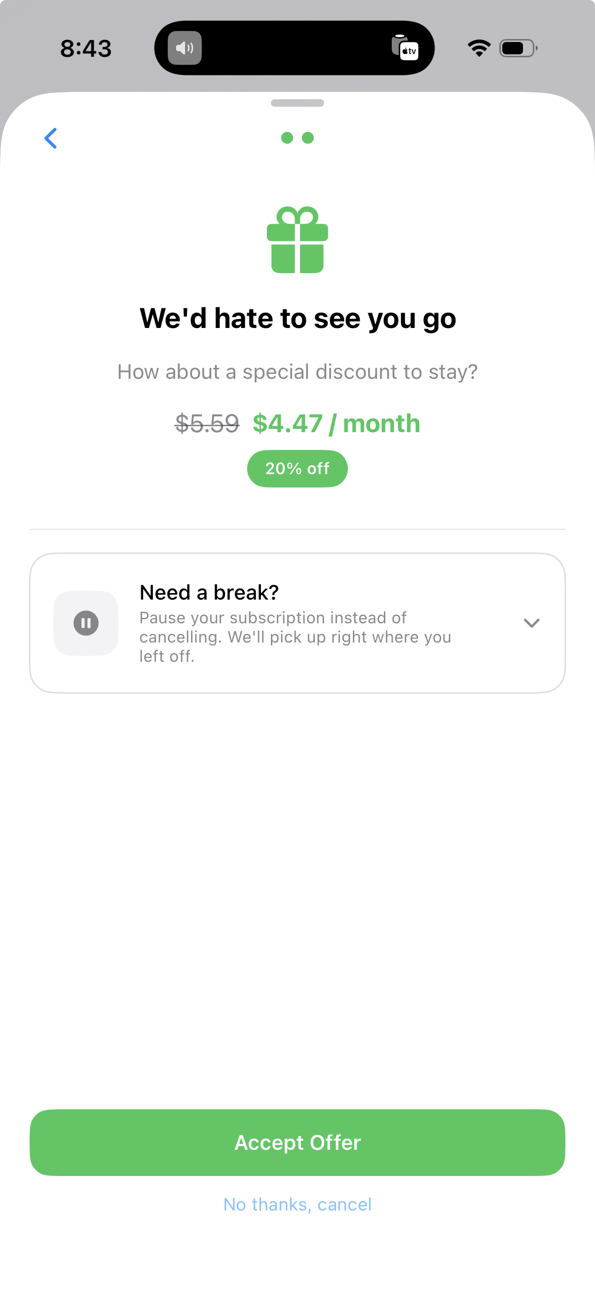 Save the Sale flow screenshot